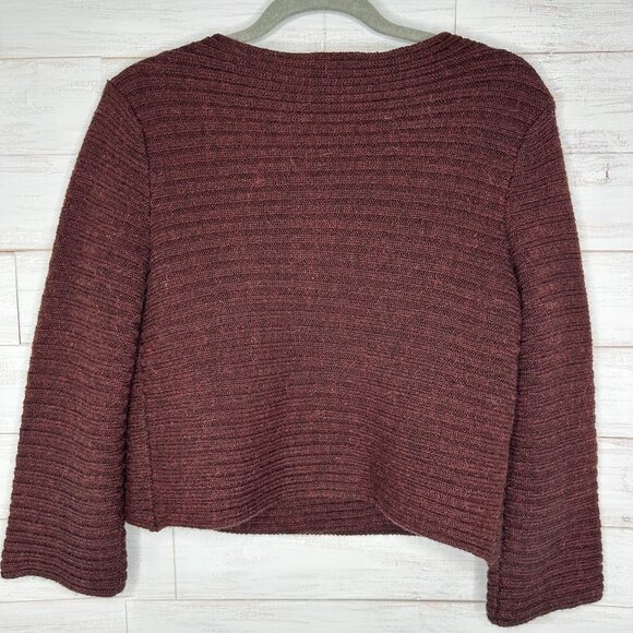 Magaschoni Womens Brown Sweater Wrap Crossover Front Shoulder Button Size Small - Picture 7 of 9